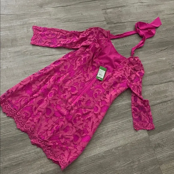 Lilly Pulitzer Bright Pink Lace Mini Dress - Picture 9 of 14